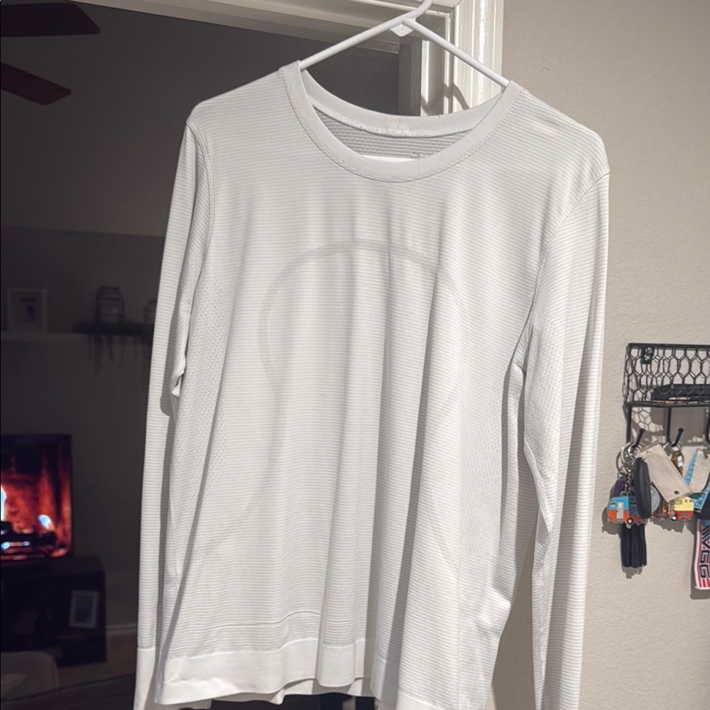 White Long Sleeve Shirt. Lululemon long sleeve size 12 bone color